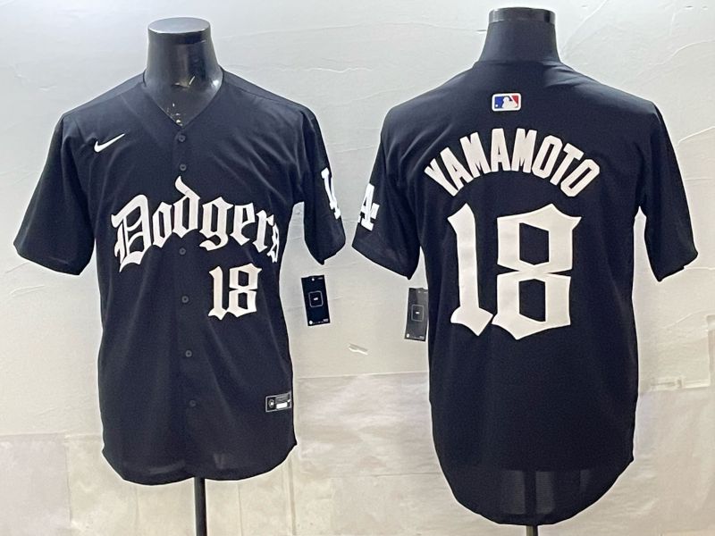 Men 2026 Nike Los Angeles Dodgers #18 Yamamoto Black Game MLB Jersey 015->dallas cowboys->NFL Jersey